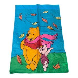 Disney Winnie the Pooh & Piglet Applique Garden Flag 42 x 28 Fall Autumn Leaves